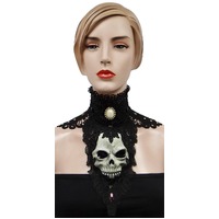 Blood Moon Statement Necklace with Skull