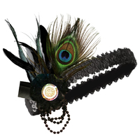 Peacock Feather Headband w/Flower