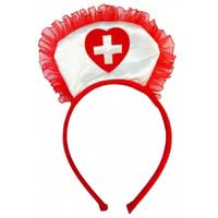 White Nurse Headband w/Red Heart Cross