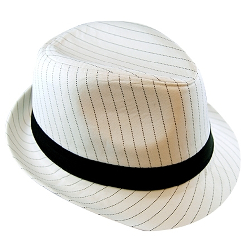 Pinstripe Gangster Hat - White