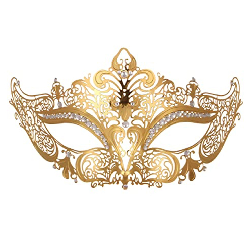 Metal Masquerade Mask - Gold with Silver Crystals