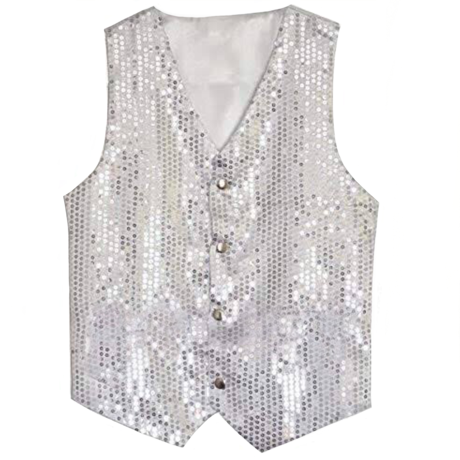 Superior Quality Sequined Vest with buttons - Silver