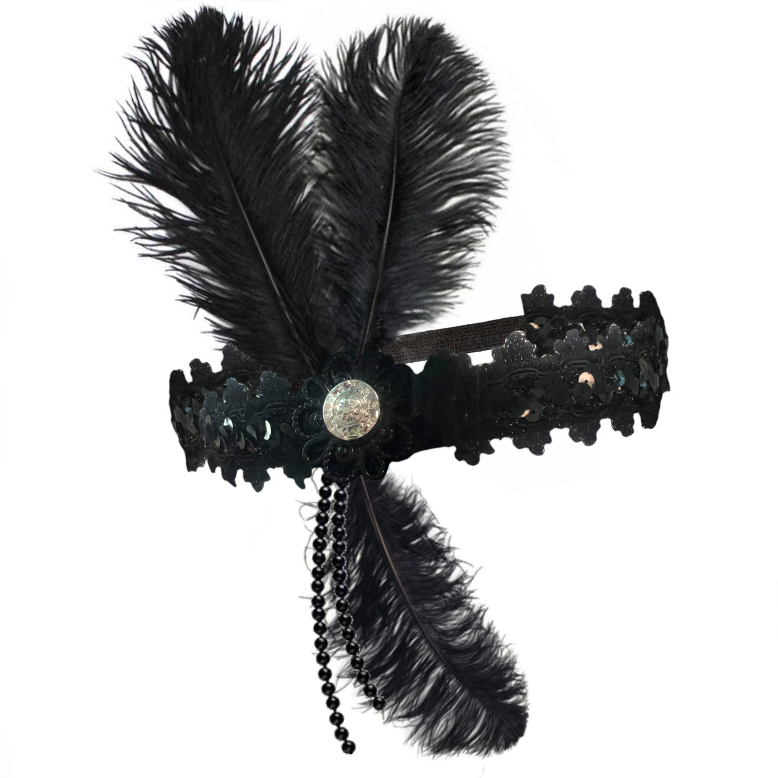 Flapper Headpiece - Deluxe Noir - SWEIDA'S PARTY