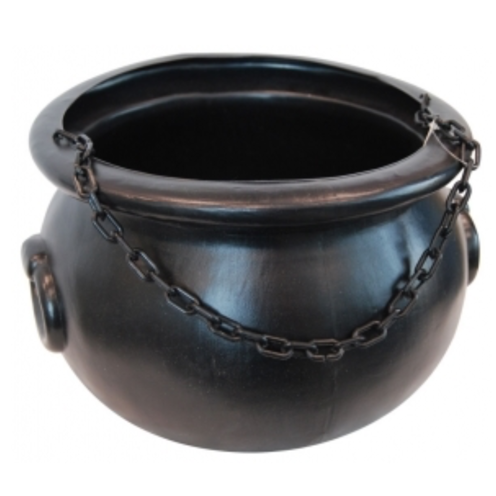 Plastic Witch Cauldron
 Black Witches Cauldron with Grey Flames 10"