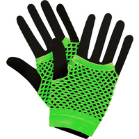 Short Fishnet Punk Gloves - Neon Green