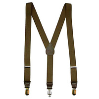 Leather Look Suspenders - Brown