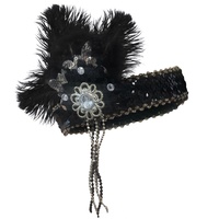 Flapper Headpiece - Deluxe Black/ Silver