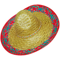 Mexican Sombrero - Natural w/Blue Trim