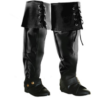 Lace Up Pirate Boot Covers - Black