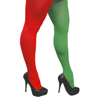 Full Length Two Color Tights - Green/Red