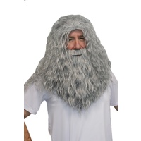 Deluxe Wizard Beard & Wig Set - Grey