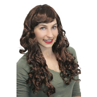 Curly Glamour Wig w/Fringe - Brown