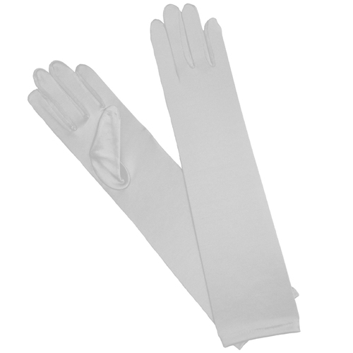 Long Satin Gloves - White image
