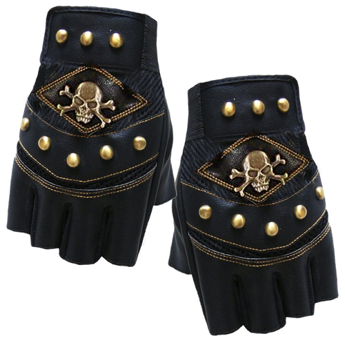 Steampunk Gloves w/Studs & Crossbone