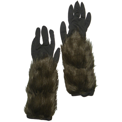 Long Hairy Werewolf Gloves - Adult image
