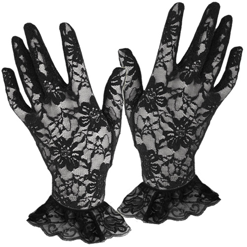 Short Lace Gloves - Black