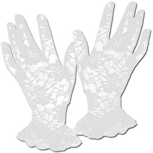 Short Lace Gloves - White image
