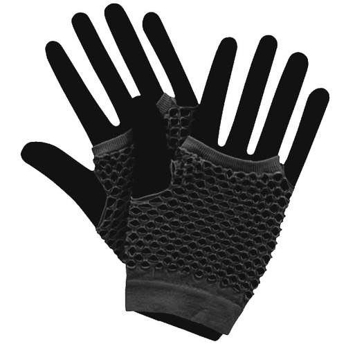 Short Fishnet Punk Gloves - Black