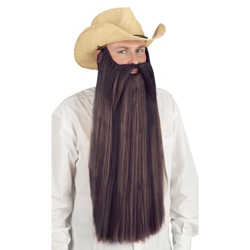 Extra Long Beard w/Mustache - Brown image