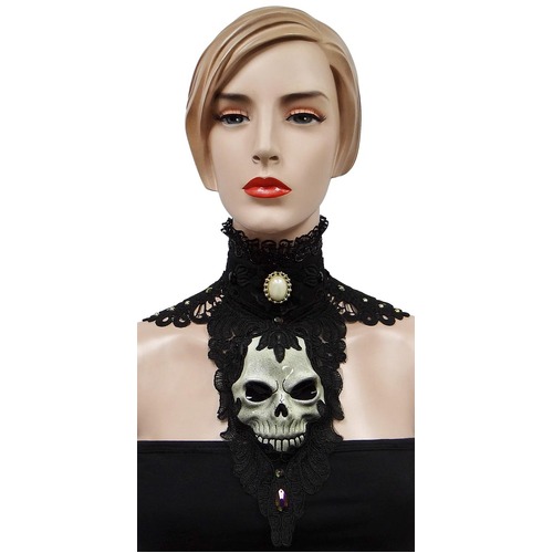 Blood Moon Statement Necklace with Skull
