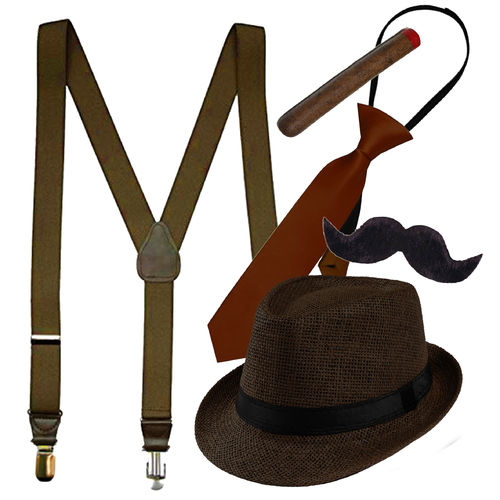 20's Gatsby Male Kit - Suspenders, Hat, Cigar, Necktie image