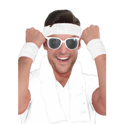 Sweat Wristbands & Headband Set - White image
