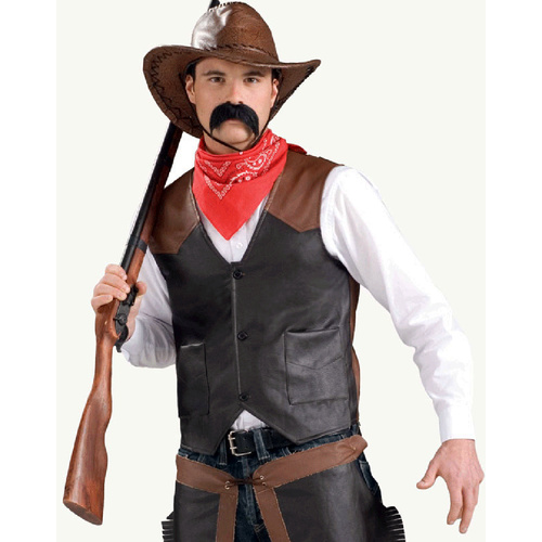 Deluxe Cowboy Faux Leather Vest - Bk/Br image