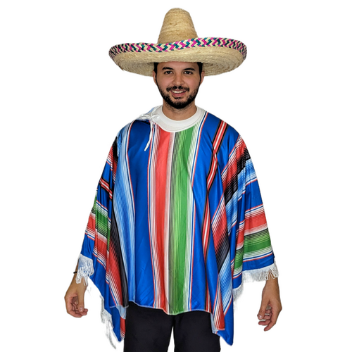 Mexican Poncho - Multicolour - Adult image
