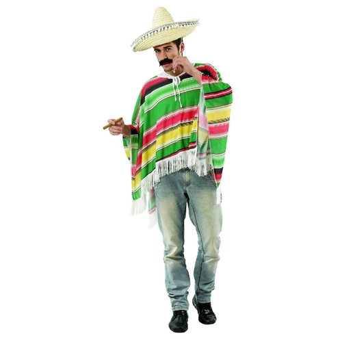 Mexican Poncho - Green/Red/Yell - Adult image