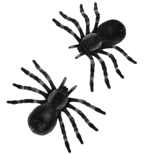 Creepy 2pk Flocked Spiders - Black
