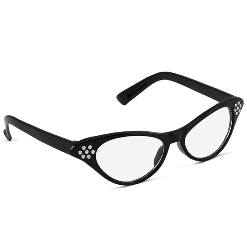 50s Rhinestone Glasses - Black image