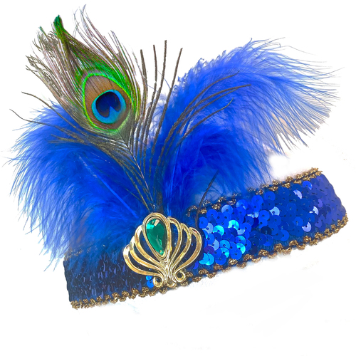 Gatsby/ Charlston Flapper Headband - Bue Peacock