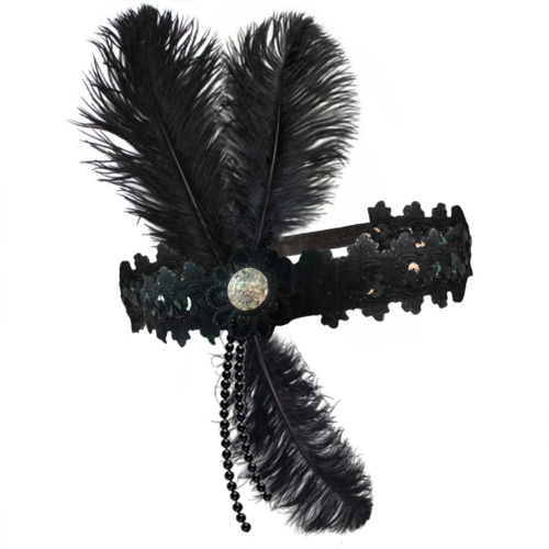 Flapper Headpiece  - Deluxe Noir image