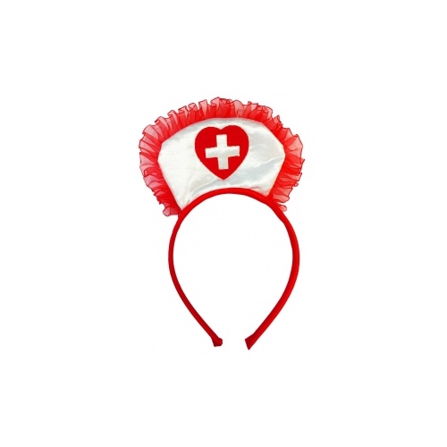 White Nurse Headband w/Red Heart Cross image