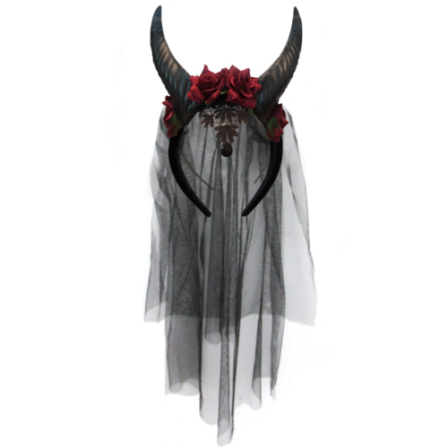 Demon Bride - Horns with roses and vail image