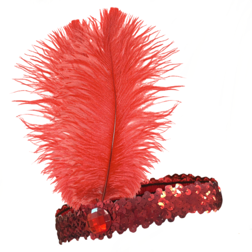 20s Flapper Headband Sequined - Red