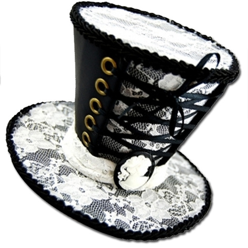 Mini Top Hat Hair Clip - Black & White image