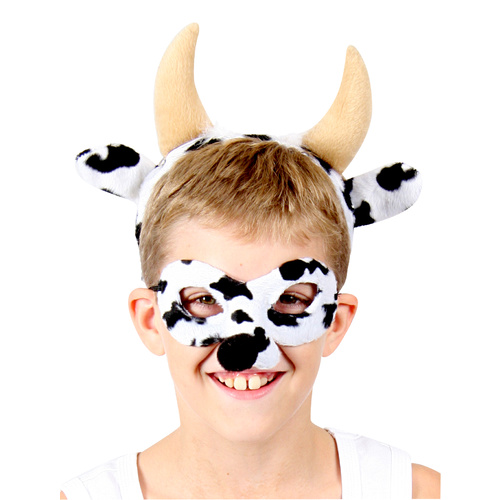 Animal Headband & Mask Set - Cow Blk/Wh