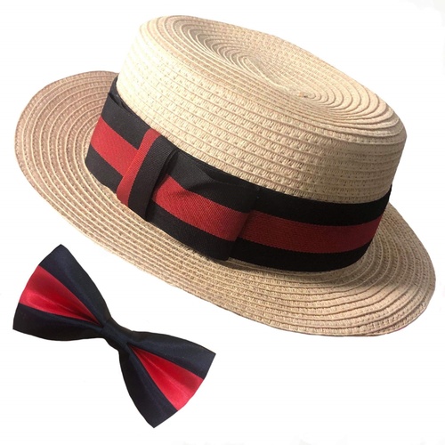 Boater Hat &amp; Bow Tie Set image