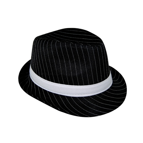 Pinstripe Gangster Hat - Black image