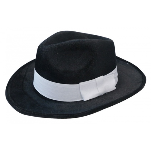 Deluxe Velour Gangster Hat - Black