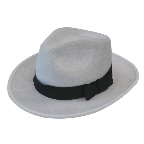 Deluxe Velour Gangster Hat - White