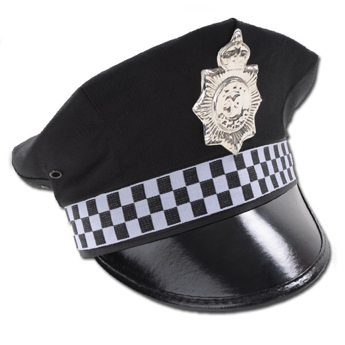 Police Hat UK Style w/Check (Fabric)