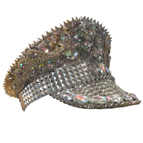 Burning Man Sequined Festival Hat - Silver/ White image