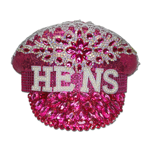 Jewelled Festival Hat Pink - w/ 'HENS' Letters image