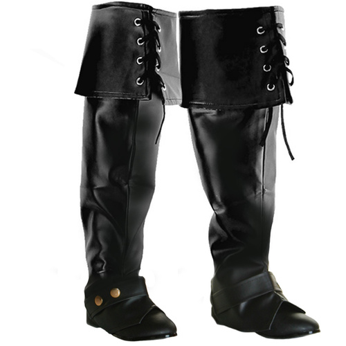 Lace Up Pirate Boot Covers - Black image