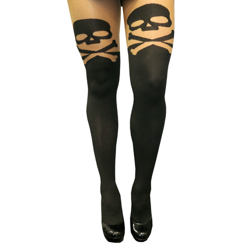 Cute Faux Thigh High Stocking - Skull image
