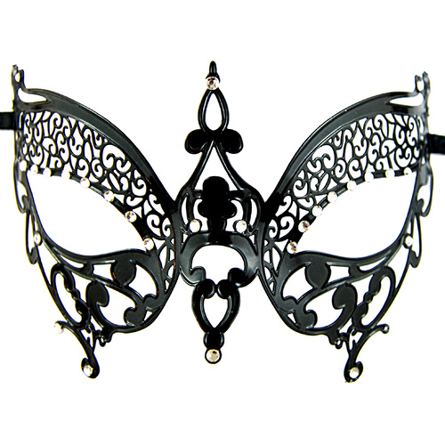 Metal Masquerade Mask - Black Butterfly image