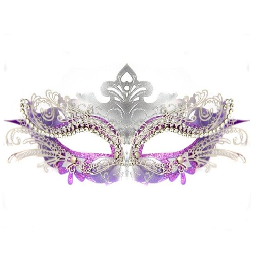 Metal Masquerade Mask - Silver/Purple image