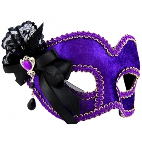 Masquerade Mask - Purple w/Side Ribbon